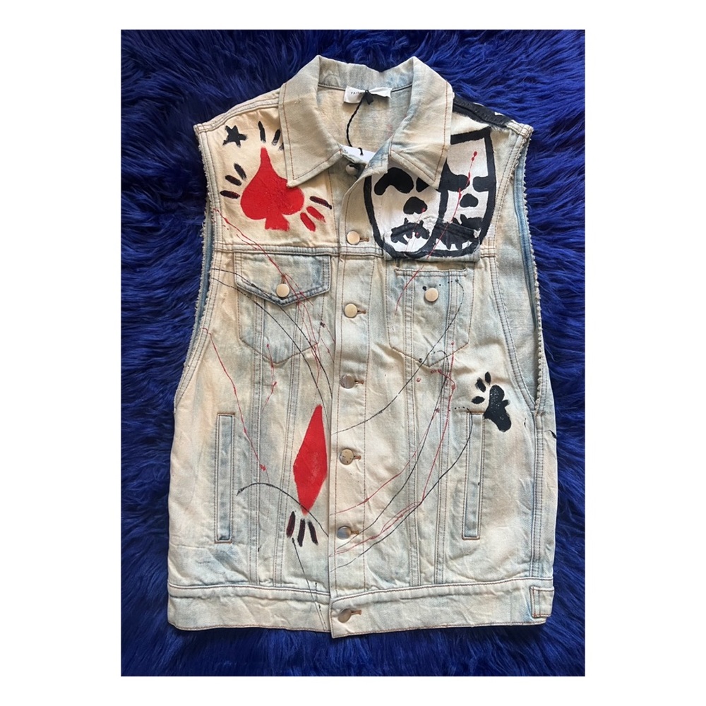 New! Rare FAITH CONNEXION Card Casino Oversized Denim Vest